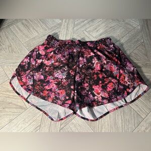 lululemon athletica Floral Black Pink Athletic Shorts